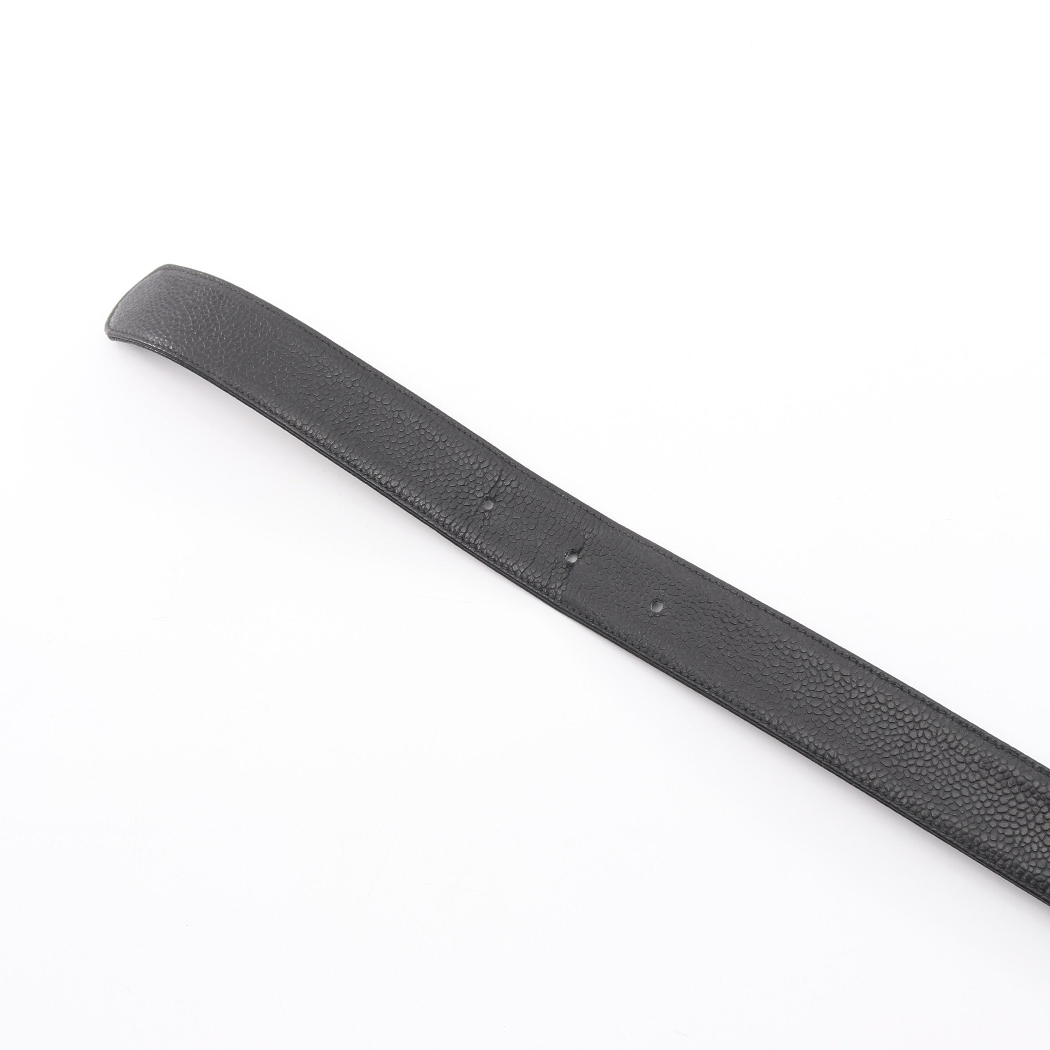 早い者勝ち！正規品 シャネル キャビアスキン ベルト ココマーク 黒レザー28 早い者勝ち！正規品 シャネル キャビアスキン ベルト ココマーク 黒