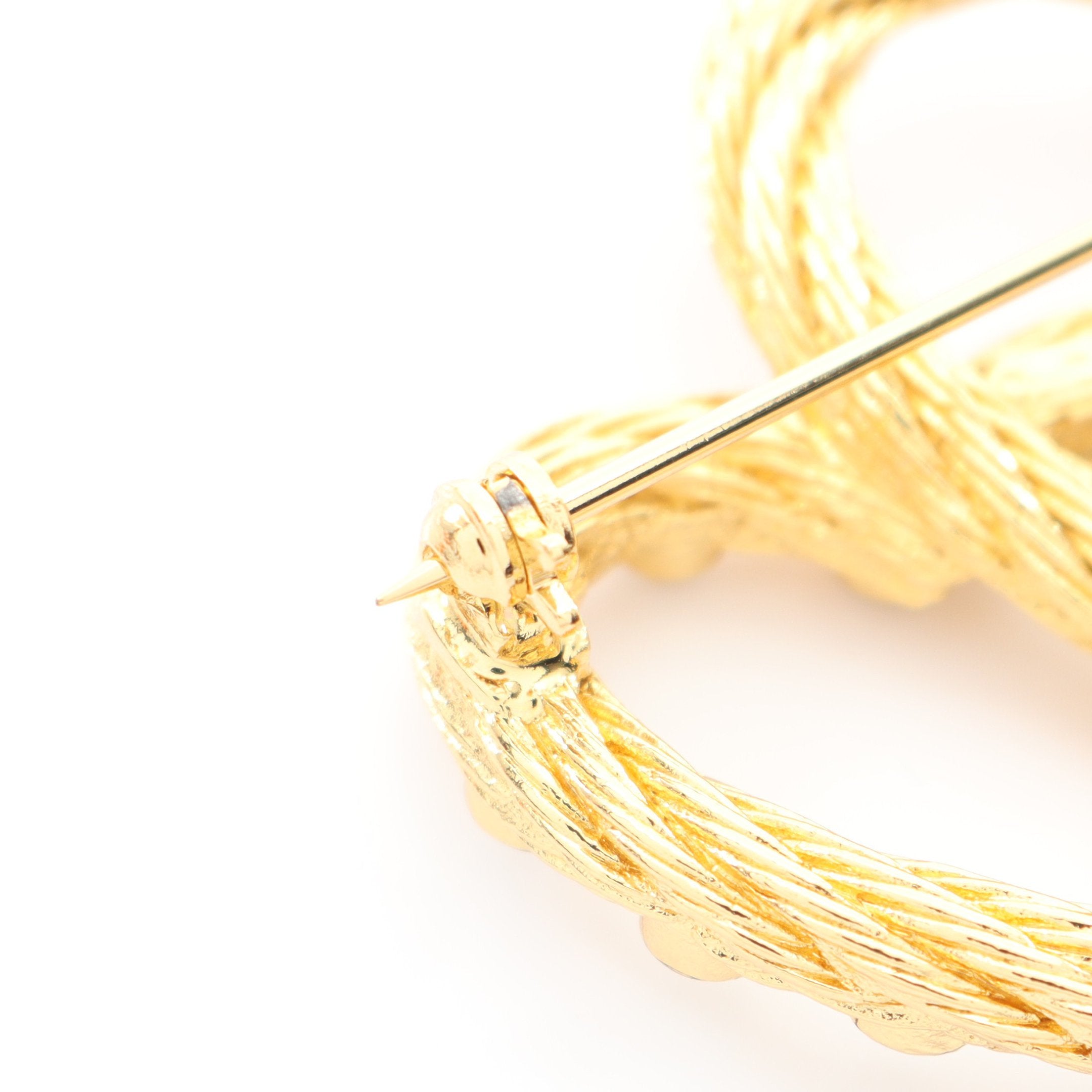 ハート ブローチ GP ラインストーン ゴールド クリア クリスチャン