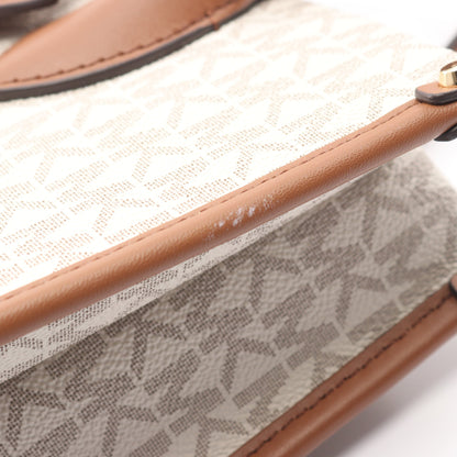 MIRELLA S MKシグネチャー ハンドバッグ PVC レザー ホワイト ブラウン 2WAY マイケルコース バッグ MICHAEL KORS