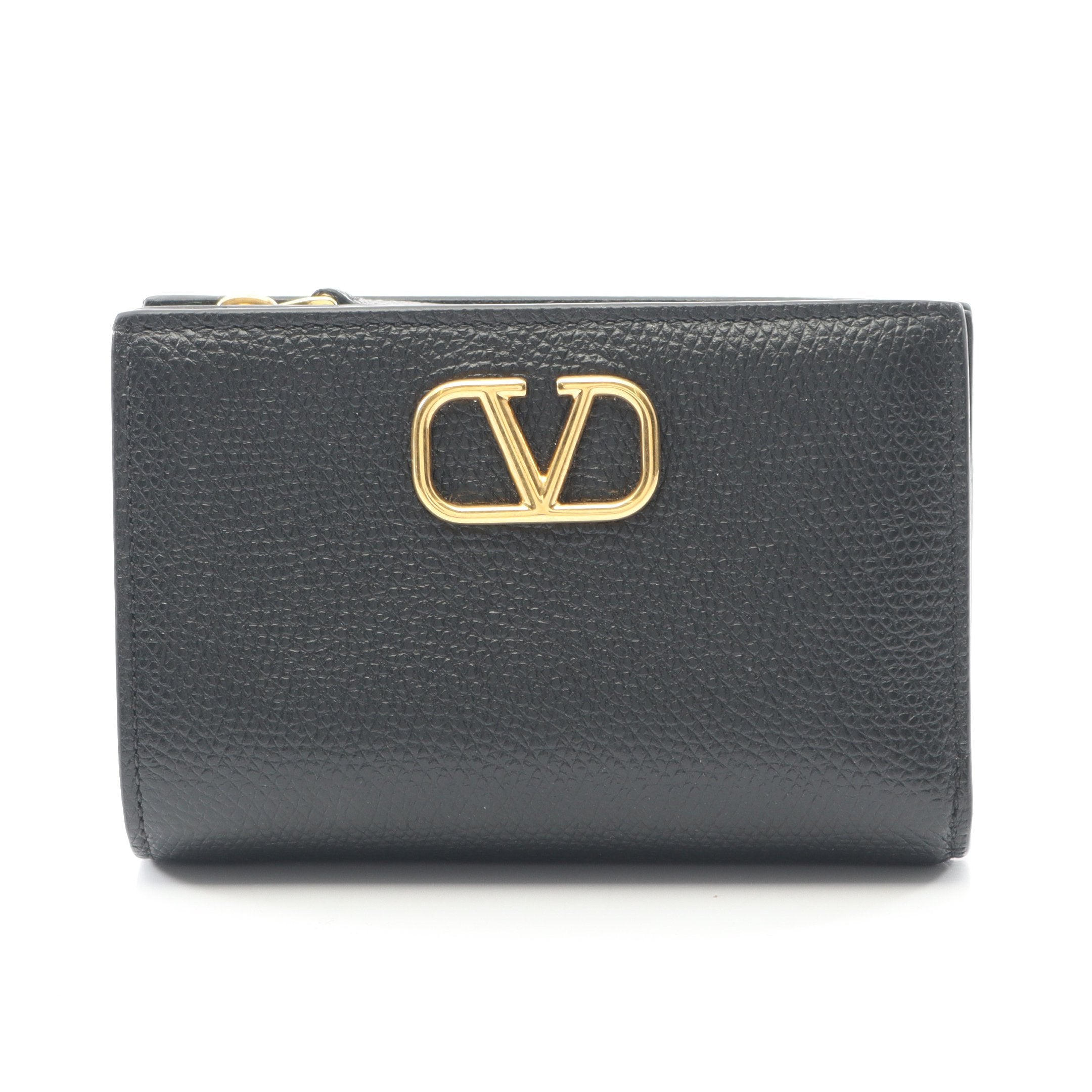 Vロゴ 二つ折り財布 レザー ブラック ヴァレンティノガラヴァーニ – RECLO