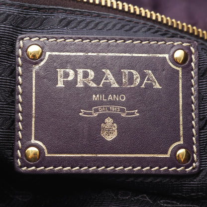 NYLON JACQUARD ハンドバッグ ナイロン エナメルレザー パープル ブラウン プラダ バッグ PRADA