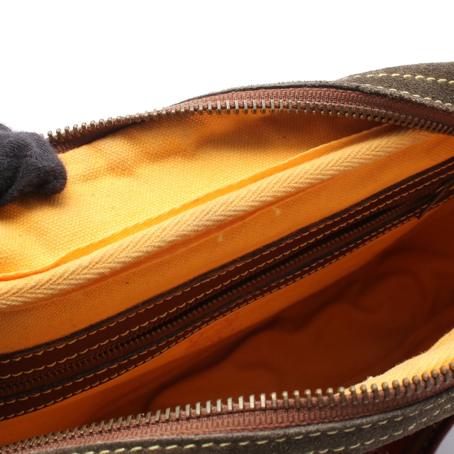 アナグラム ショルダーバッグ スエード レザー カーキグリーン ブラウン ロエベ バッグ LOEWE