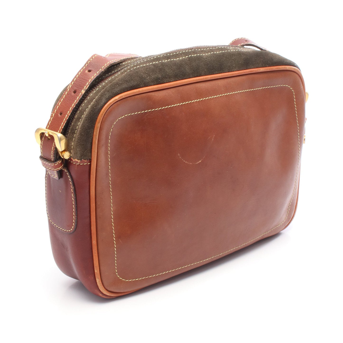 アナグラム ショルダーバッグ スエード レザー カーキグリーン ブラウン ロエベ バッグ LOEWE