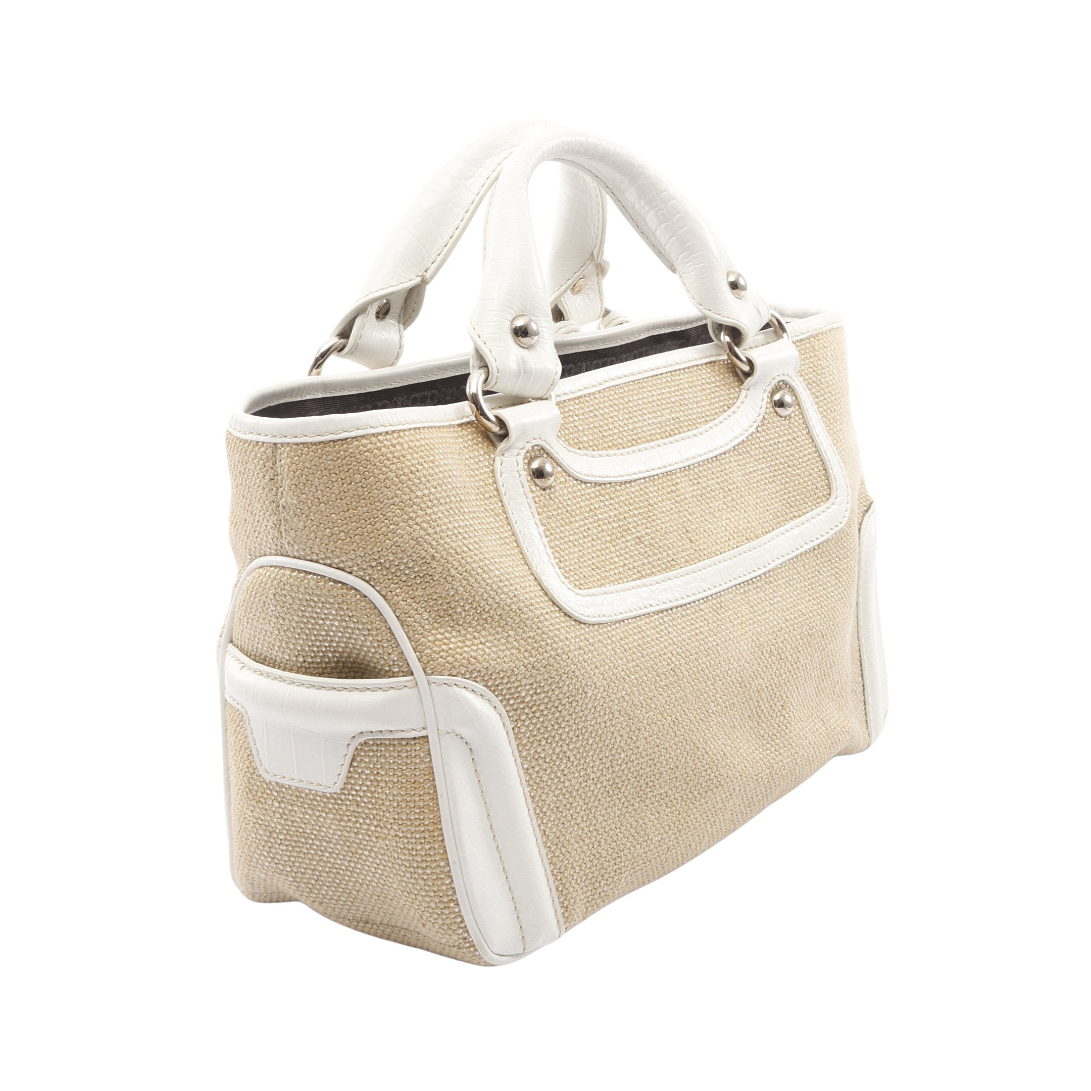 ブギーバッグ ハンドバッグ ストロー レザー ベージュ オフホワイト