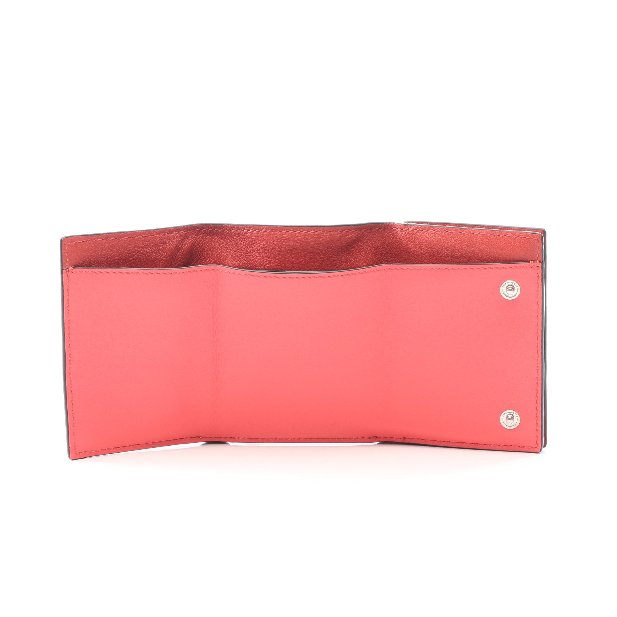 LOEWE 三つ折り財布 ピンク ロエベ アナグラム トライフォールド レザー コンパクトウォレット