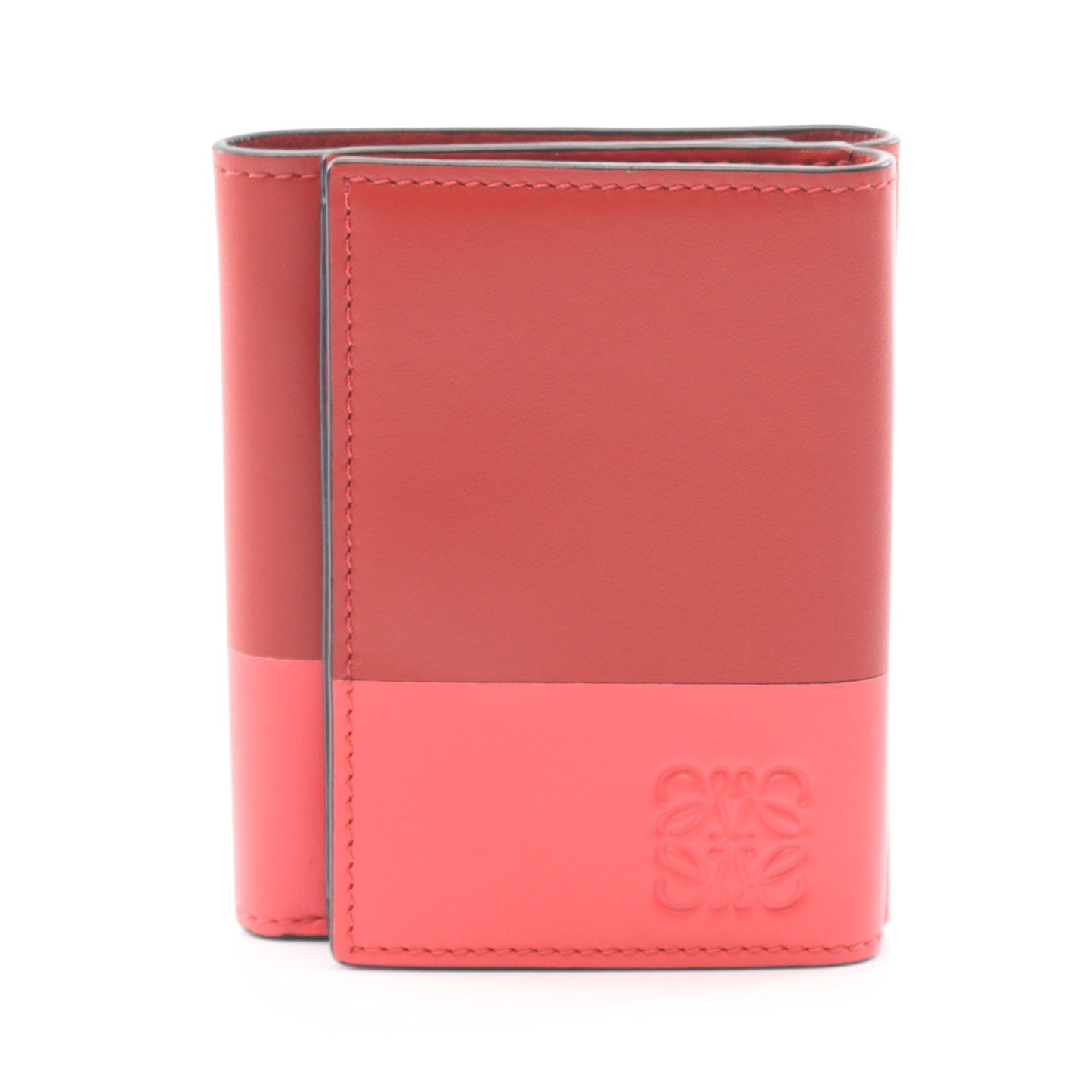 トライフォールド ウォレット 三つ折り長財布 レザー レッド ピンク バイカラー ロエベ 財布・小物 LOEWE