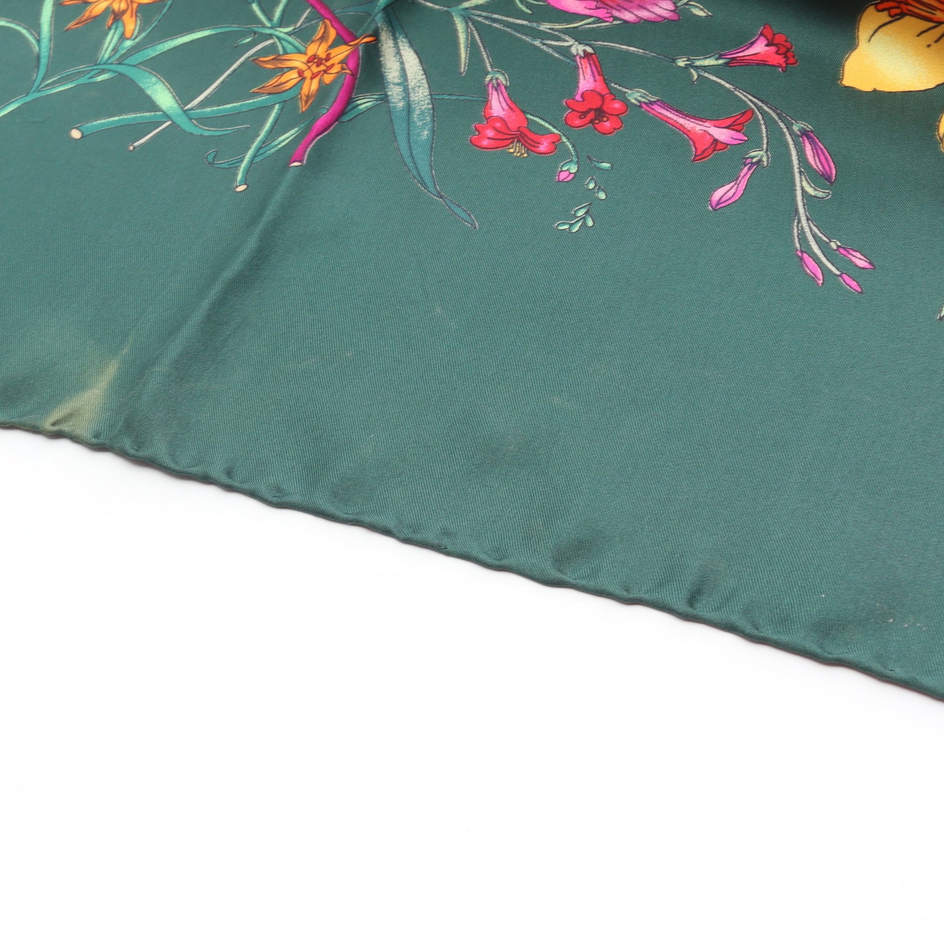 フローラ スカーフ 花柄 シルク ダークグリーン マルチカラー グッチ 財布・小物 GUCCI