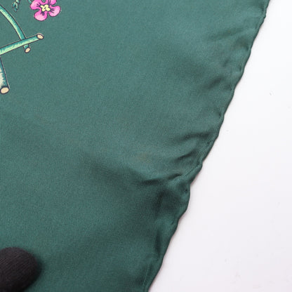 フローラ スカーフ 花柄 シルク ダークグリーン マルチカラー グッチ 財布・小物 GUCCI