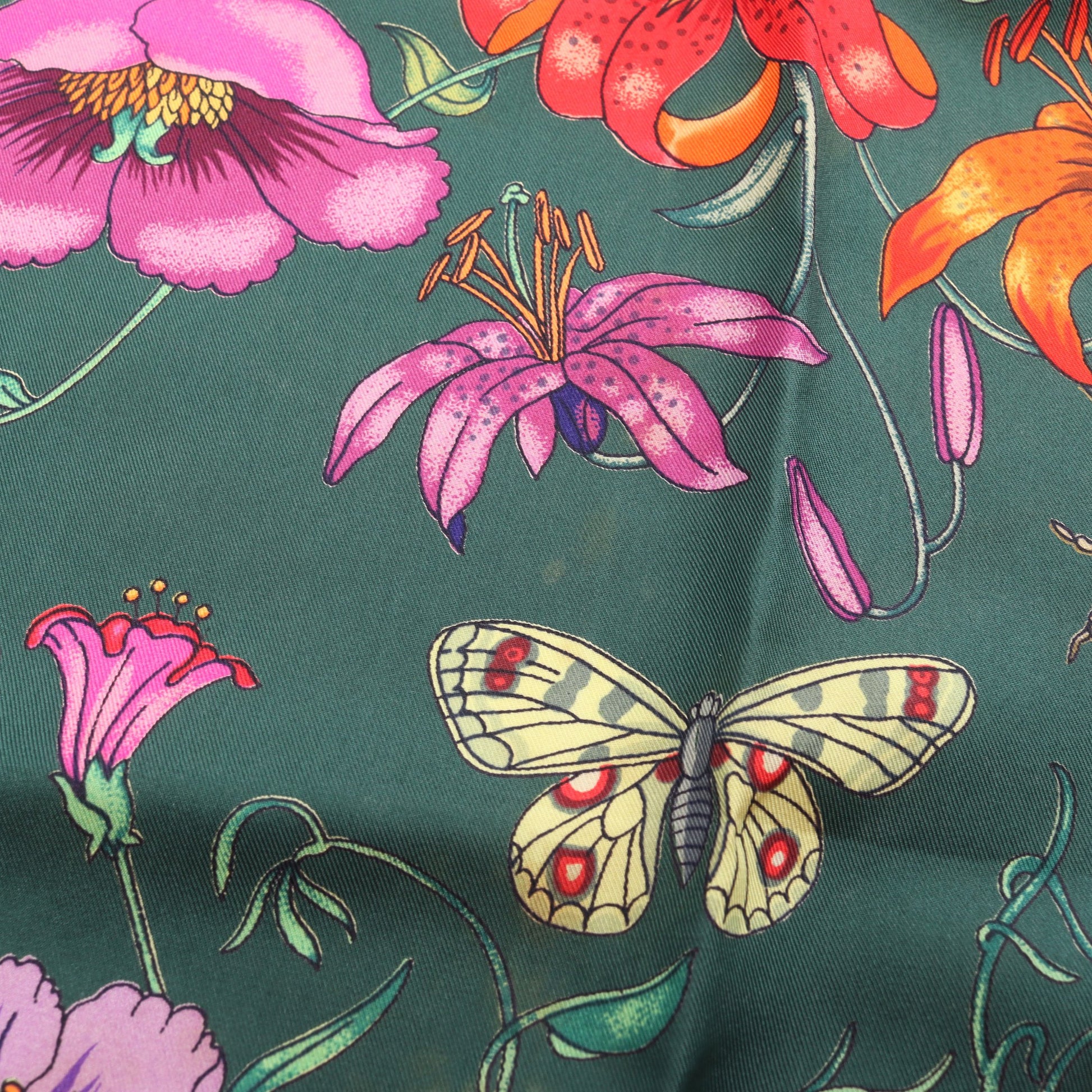 フローラ スカーフ 花柄 シルク ダークグリーン マルチカラー グッチ 財布・小物 GUCCI