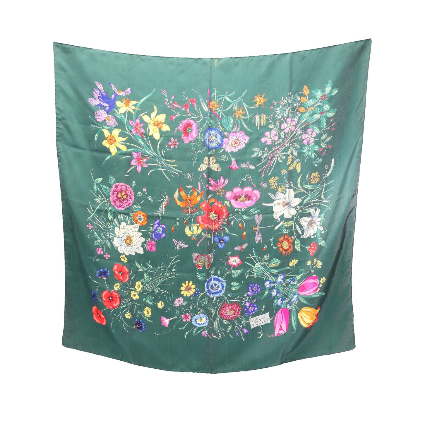 フローラ スカーフ 花柄 シルク ダークグリーン マルチカラー グッチ 財布・小物 GUCCI