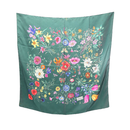 フローラ スカーフ 花柄 シルク ダークグリーン マルチカラー グッチ 財布・小物 GUCCI