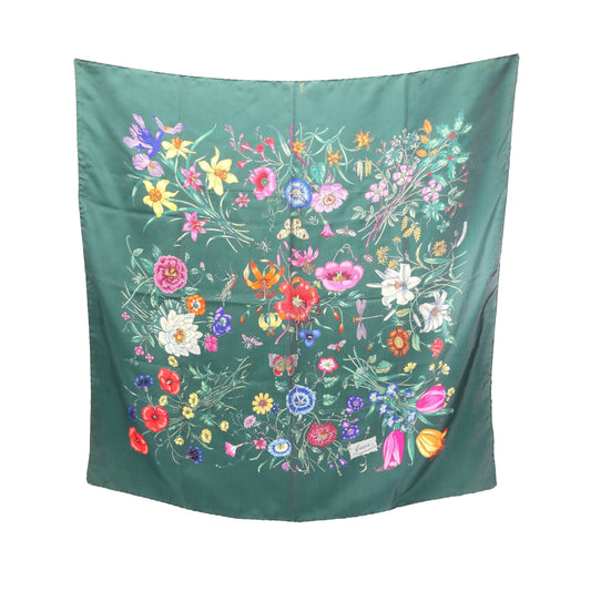 フローラ スカーフ 花柄 シルク ダークグリーン マルチカラー グッチ 財布・小物 GUCCI