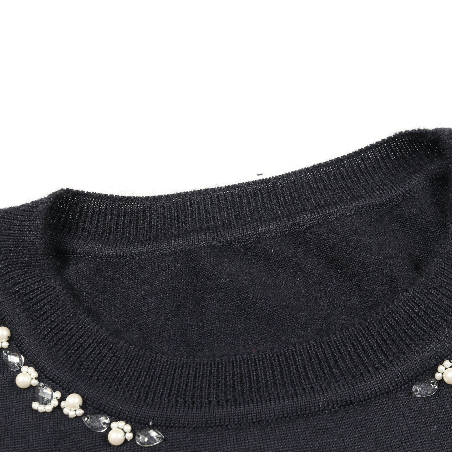 ニット 半袖 ビジュー カシミヤ シルク ネイビー フォクシー トップス FOXEY