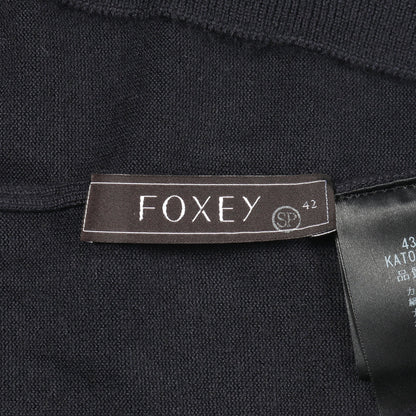 ニット 半袖 ビジュー カシミヤ シルク ネイビー フォクシー トップス FOXEY