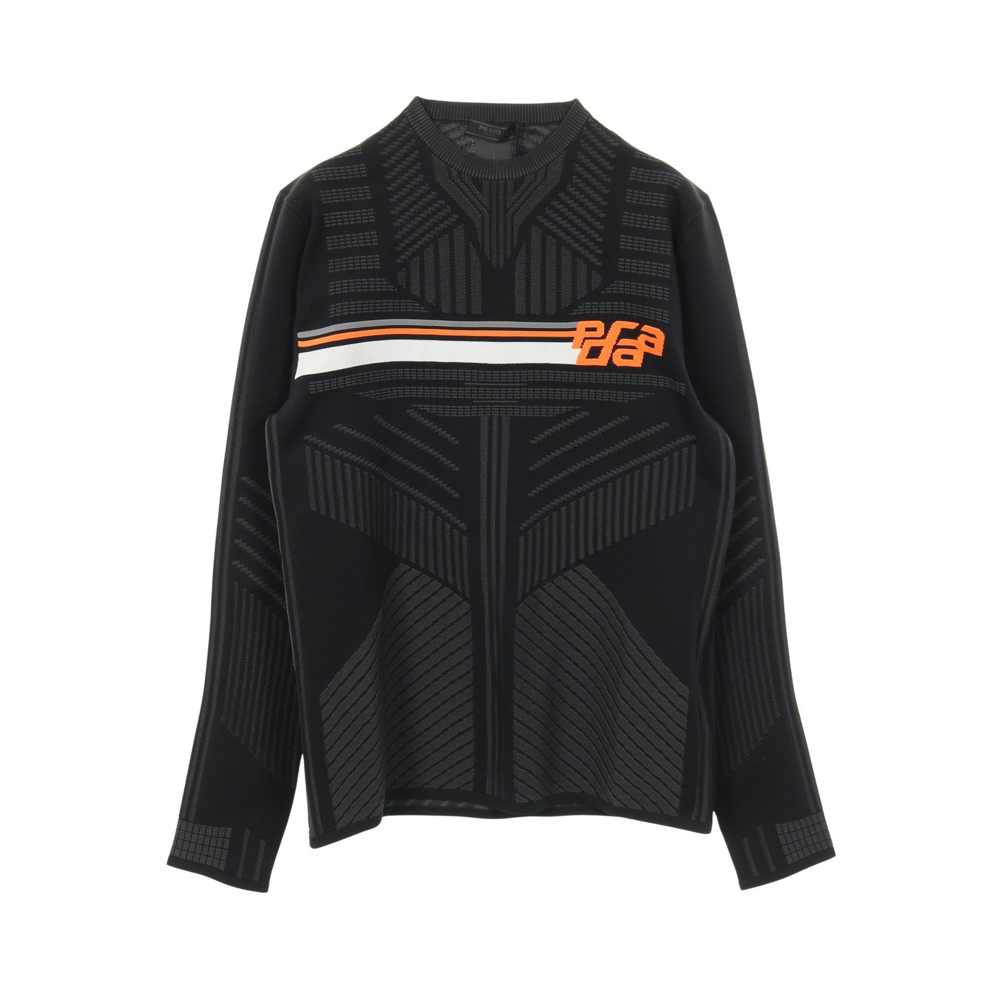 テクニカルニット スウェットシャツ トップス クルーネック ブラック グレー プラダ トップス PRADA