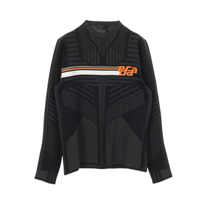 テクニカルニット スウェットシャツ トップス クルーネック ブラック グレー プラダ トップス PRADA