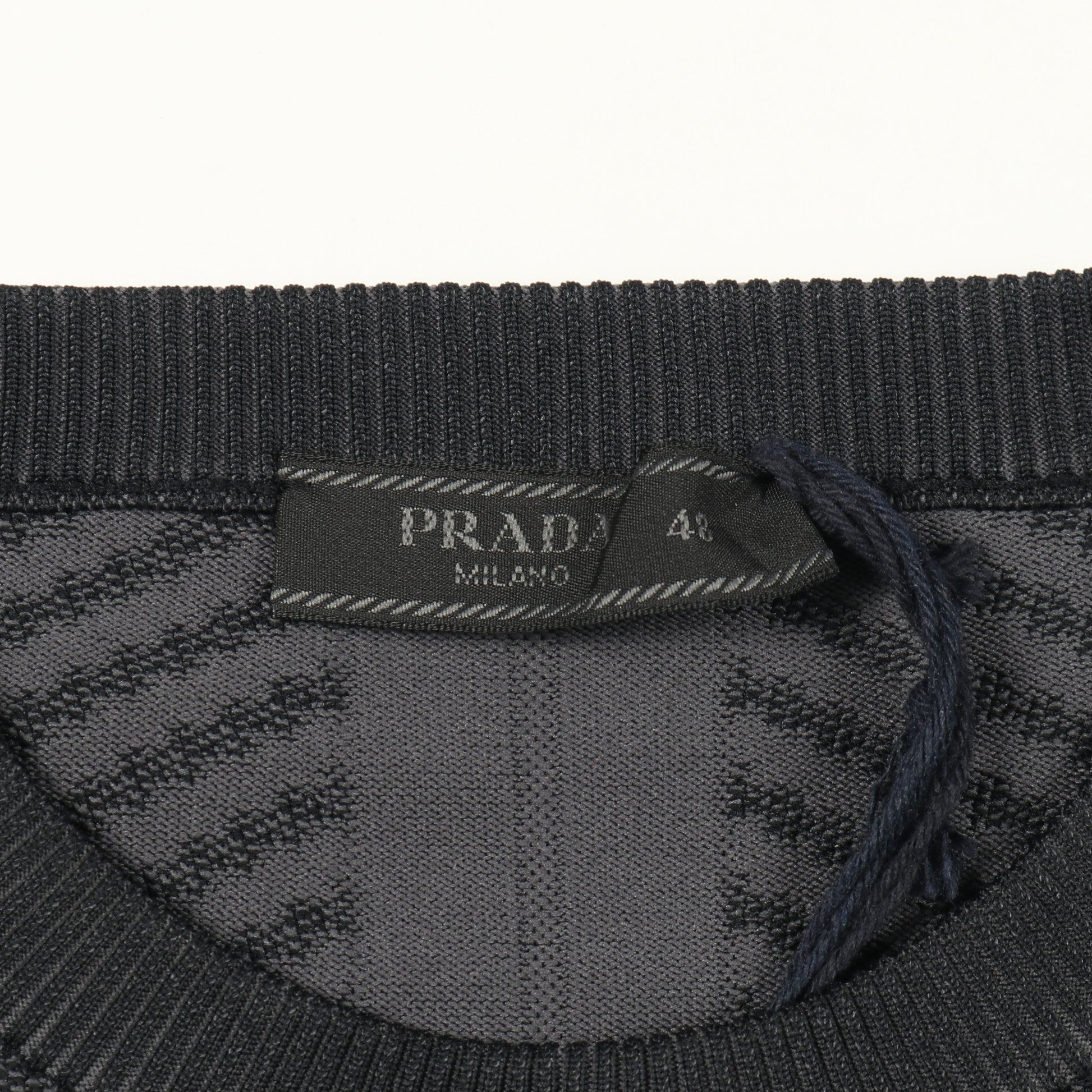 テクニカルニット スウェットシャツ トップス クルーネック ブラック グレー プラダ トップス PRADA