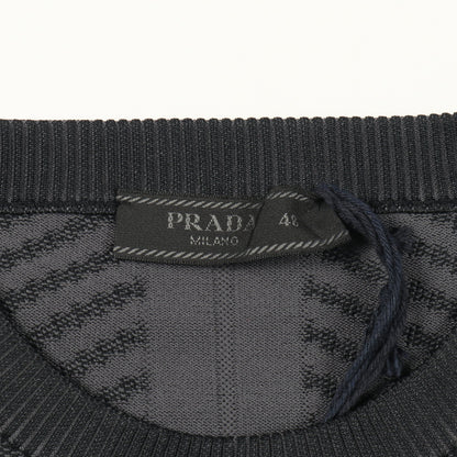 テクニカルニット スウェットシャツ トップス クルーネック ブラック グレー プラダ トップス PRADA