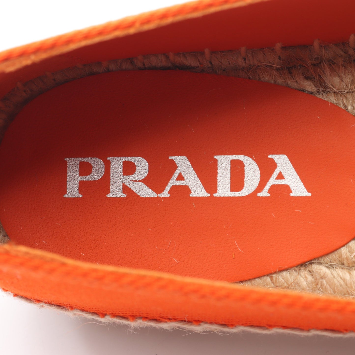 エスパドリーユ スリッポン キャンバス オレンジ トライアングルロゴ プラダ シューズ PRADA