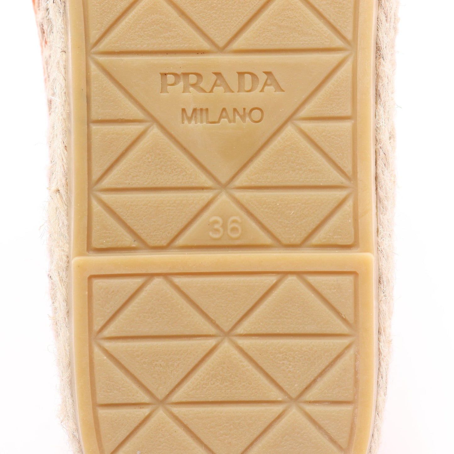 エスパドリーユ スリッポン キャンバス オレンジ トライアングルロゴ プラダ シューズ PRADA