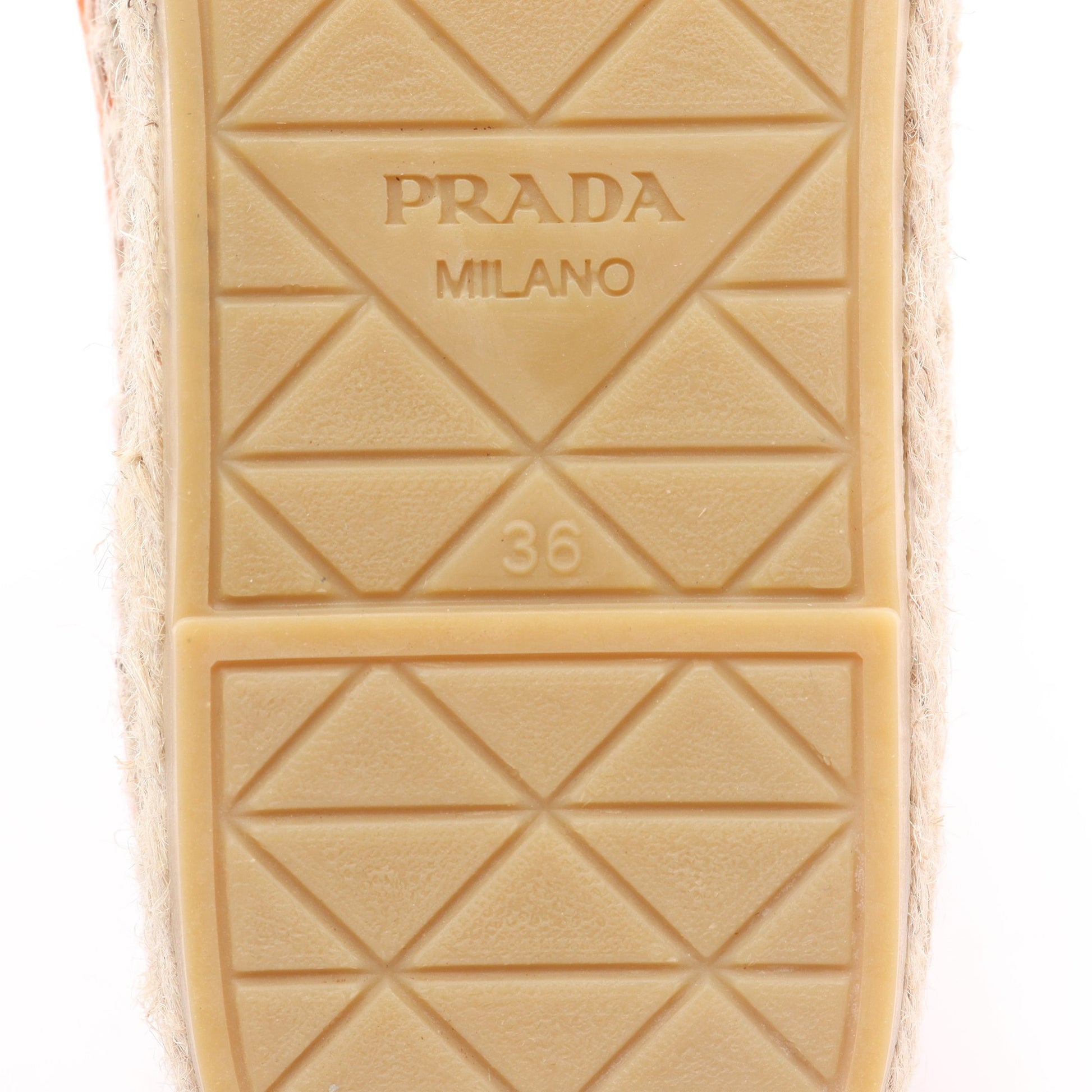 エスパドリーユ スリッポン キャンバス オレンジ トライアングルロゴ プラダ シューズ PRADA
