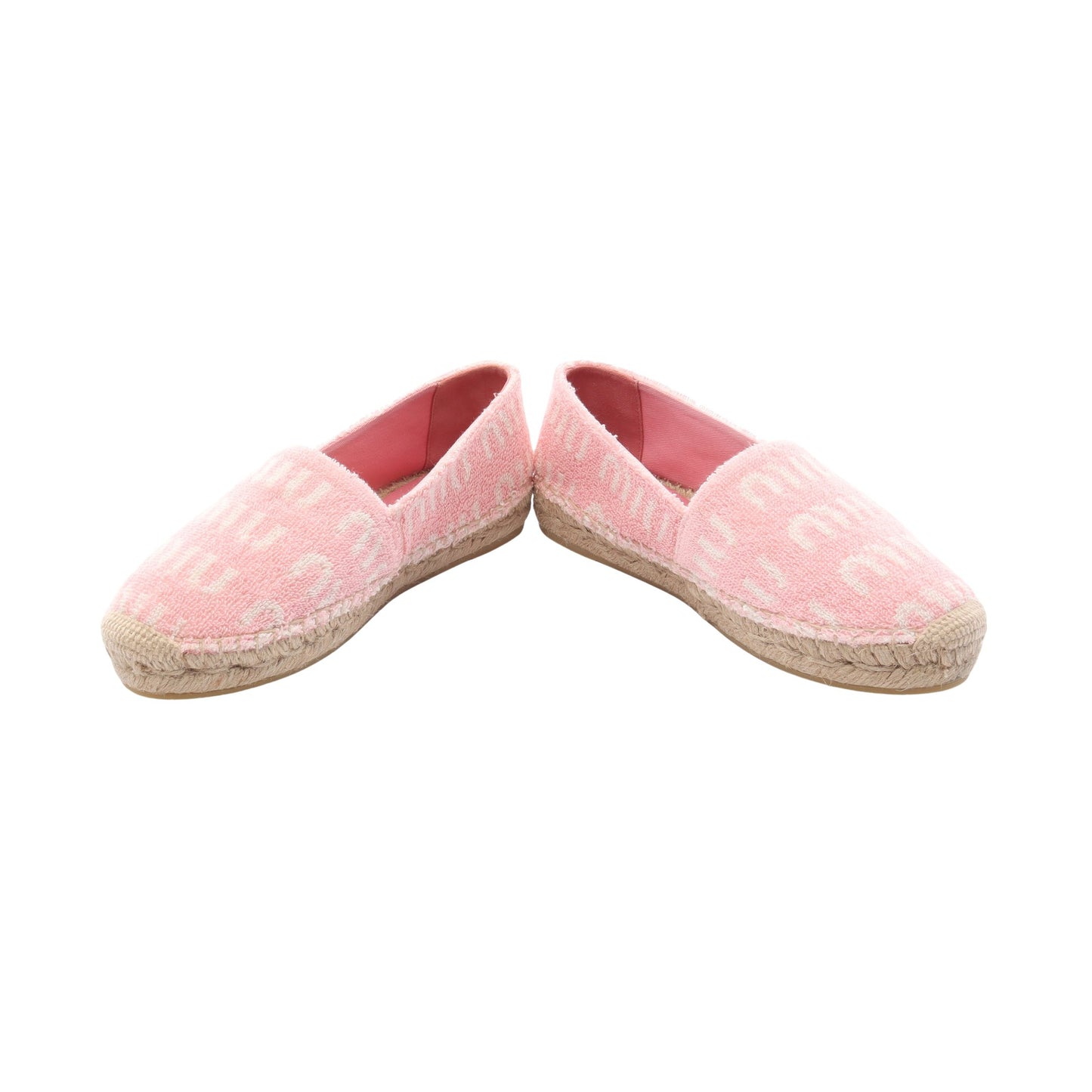エスパドリーユ スリッポン ロゴ総柄 パイル ピンク ミュウミュウ シューズ miu miu