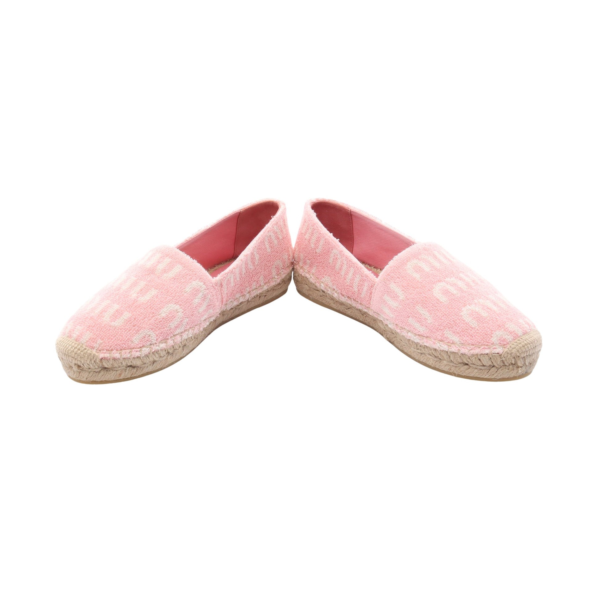エスパドリーユ スリッポン ロゴ総柄 パイル ピンク ミュウミュウ シューズ miu miu