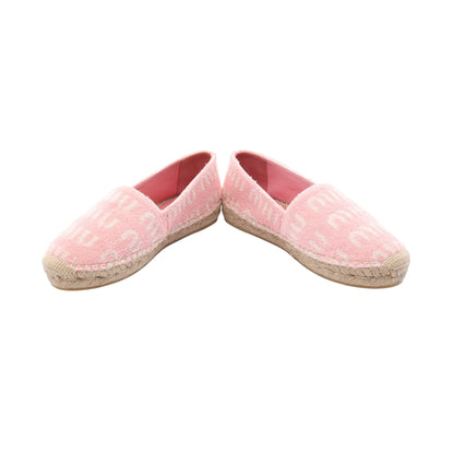 エスパドリーユ スリッポン ロゴ総柄 パイル ピンク ミュウミュウ シューズ miu miu