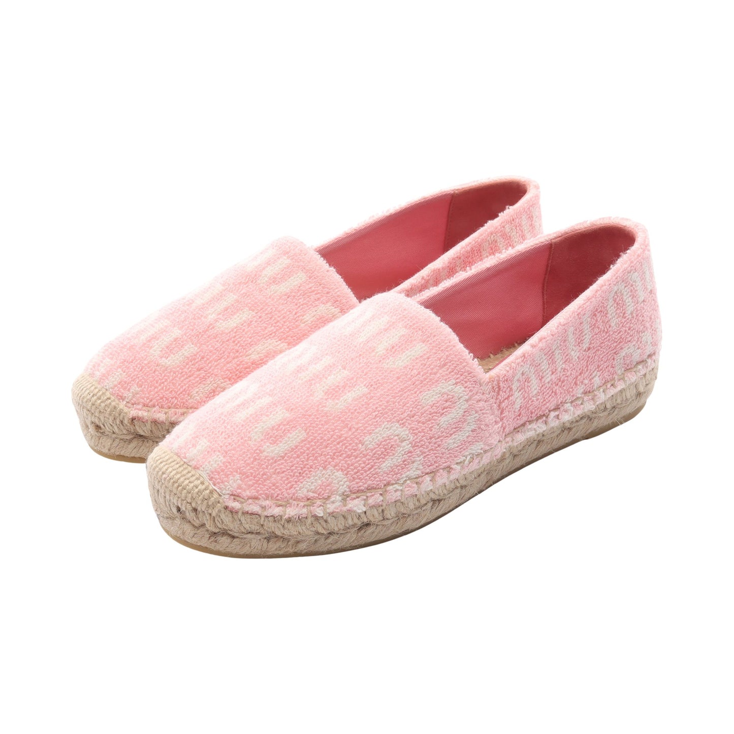 エスパドリーユ スリッポン ロゴ総柄 パイル ピンク ミュウミュウ シューズ miu miu