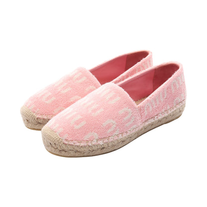 エスパドリーユ スリッポン ロゴ総柄 パイル ピンク ミュウミュウ シューズ miu miu