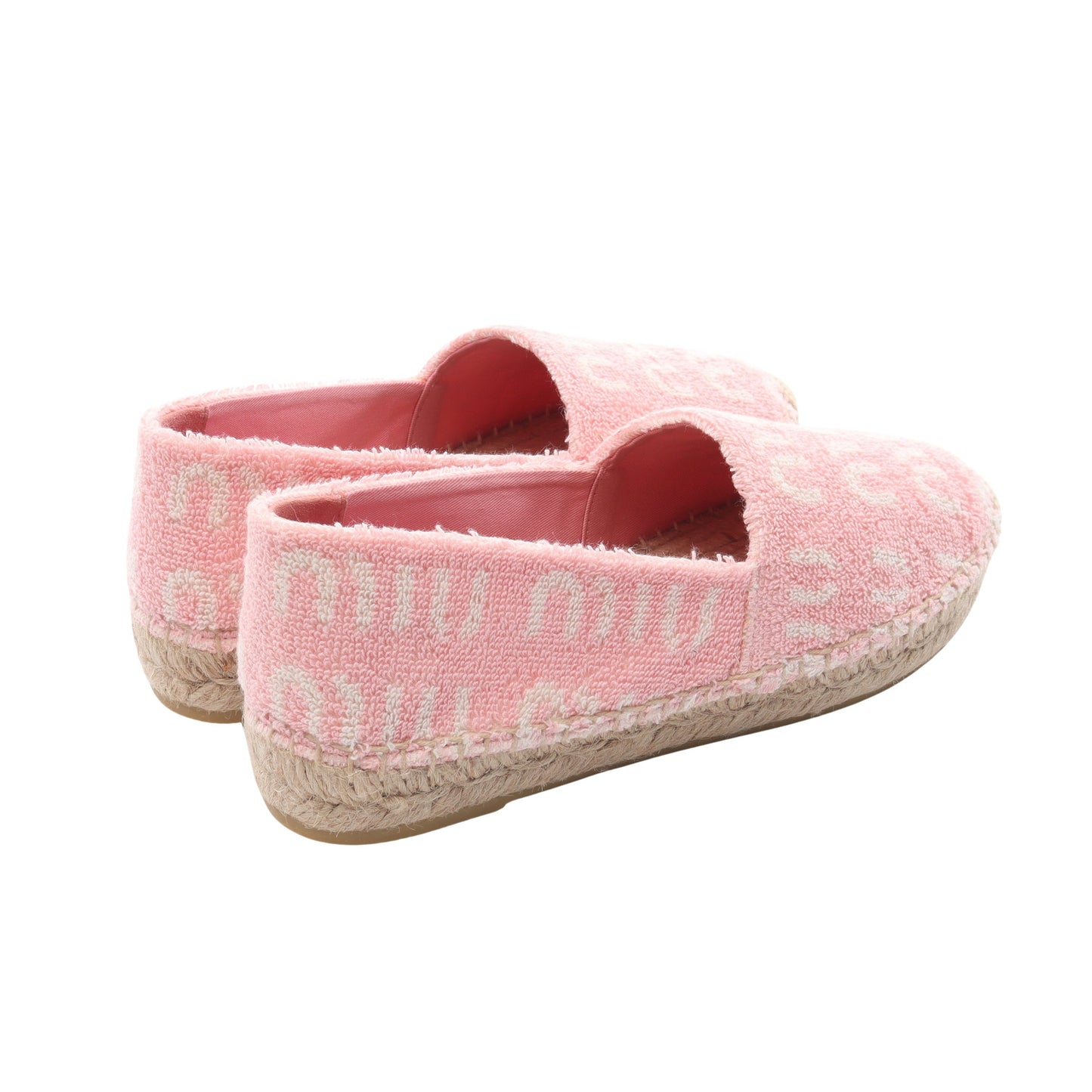 エスパドリーユ スリッポン ロゴ総柄 パイル ピンク ミュウミュウ シューズ miu miu