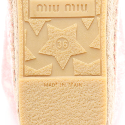 エスパドリーユ スリッポン ロゴ総柄 パイル ピンク ミュウミュウ シューズ miu miu