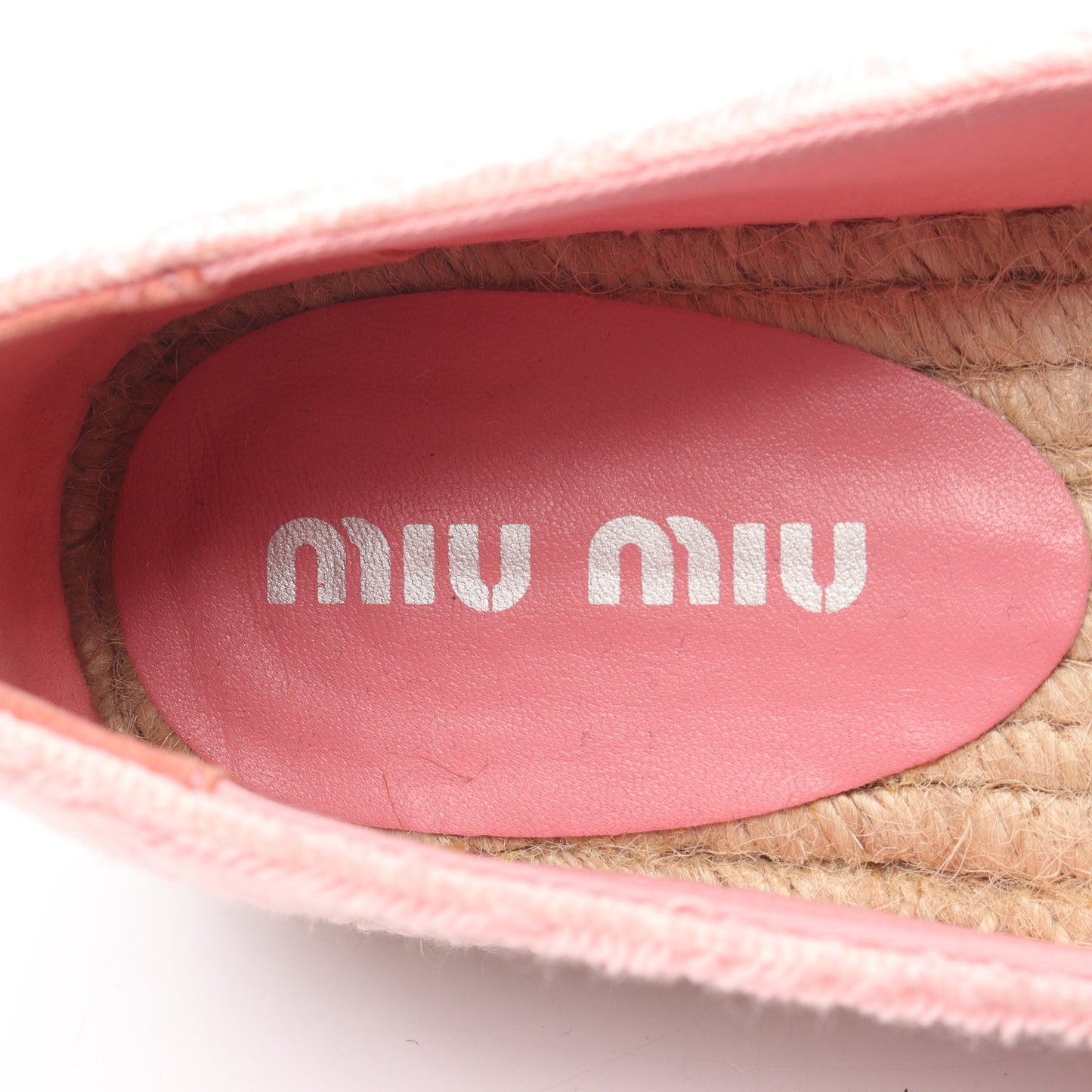 エスパドリーユ スリッポン ロゴ総柄 パイル ピンク ミュウミュウ シューズ miu miu