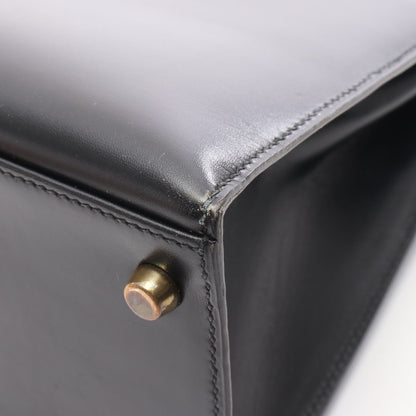 ケリー28 ハンドバッグ ボックスカーフ ブラック ゴールド金具 外縫い 2WAY ○U刻印 エルメス バッグ HERMES