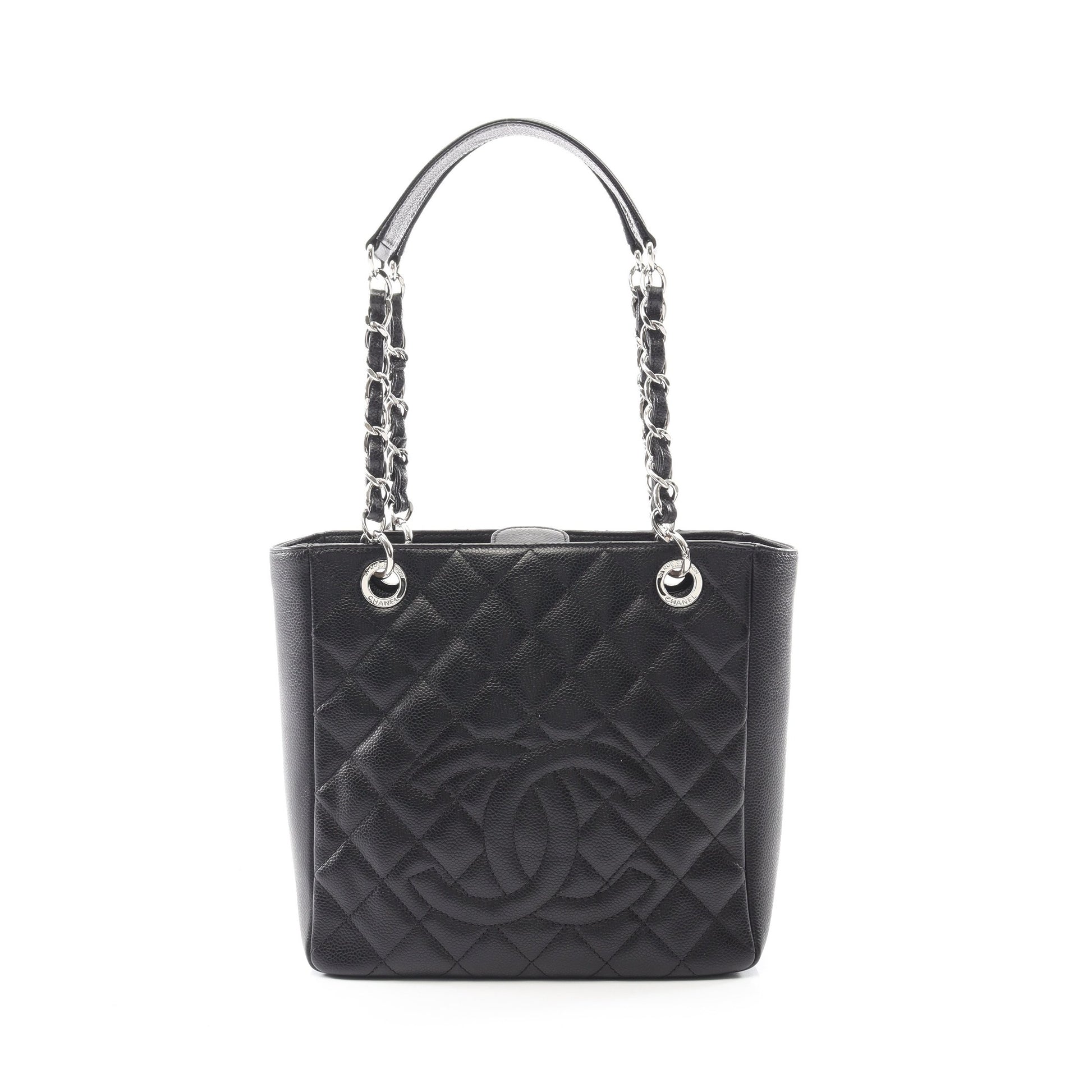 マトラッセ PST チェーンショルダーバッグ チェーントートバッグ キャビアスキン ブラック シルバー金具 シャネル バッグ CHANEL