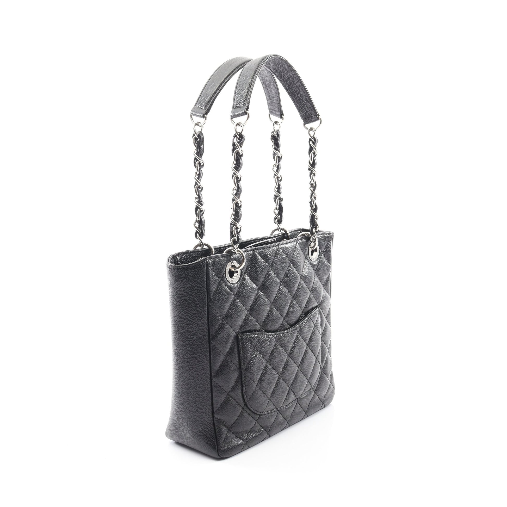 マトラッセ PST チェーンショルダーバッグ チェーントートバッグ キャビアスキン ブラック シルバー金具 シャネル バッグ CHANEL