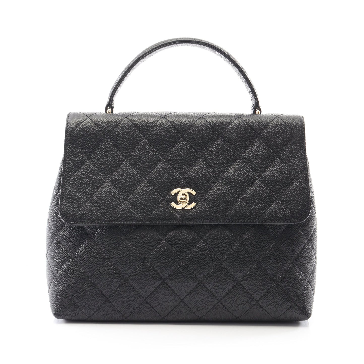 マトラッセ ハンドバッグ キャビアスキン ブラック ゴールド金具 シャネル バッグ CHANEL