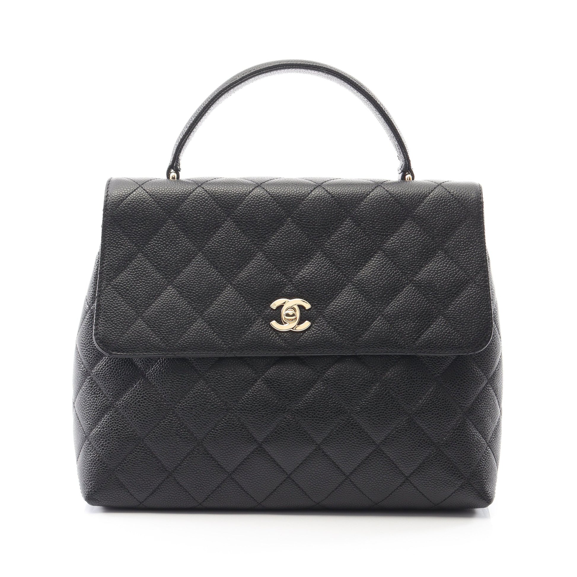 マトラッセ ハンドバッグ キャビアスキン ブラック ゴールド金具 シャネル バッグ CHANEL
