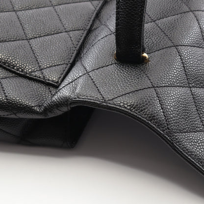 マトラッセ ハンドバッグ キャビアスキン ブラック ゴールド金具 シャネル バッグ CHANEL