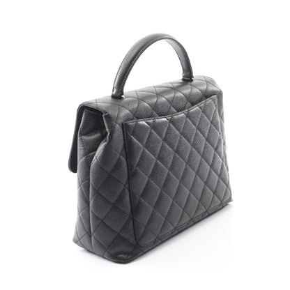 マトラッセ ハンドバッグ キャビアスキン ブラック ゴールド金具 シャネル バッグ CHANEL