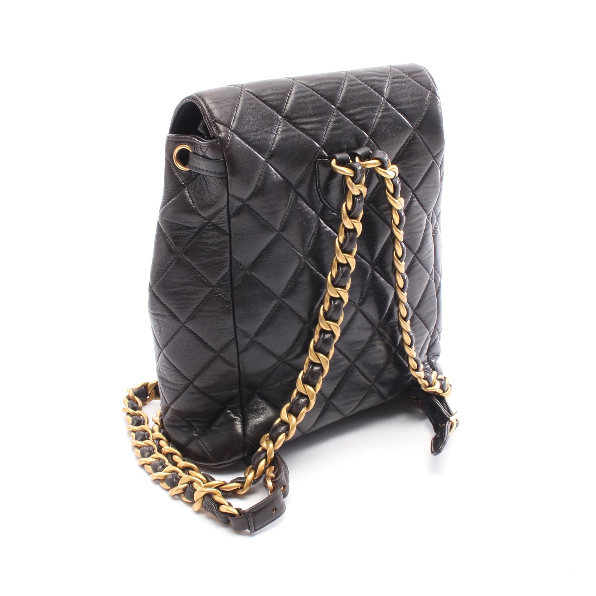 マトラッセ バックパック リュックサック ラムスキン ブラック ゴールド金具 シャネル バッグ CHANEL