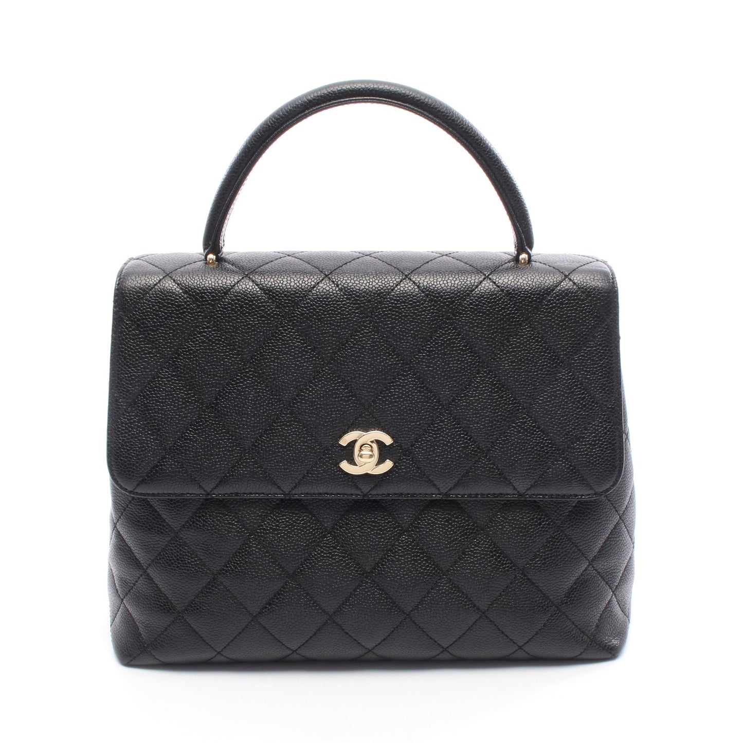 マトラッセ ハンドバッグ キャビアスキン ブラック ゴールド金具 シャネル バッグ CHANEL