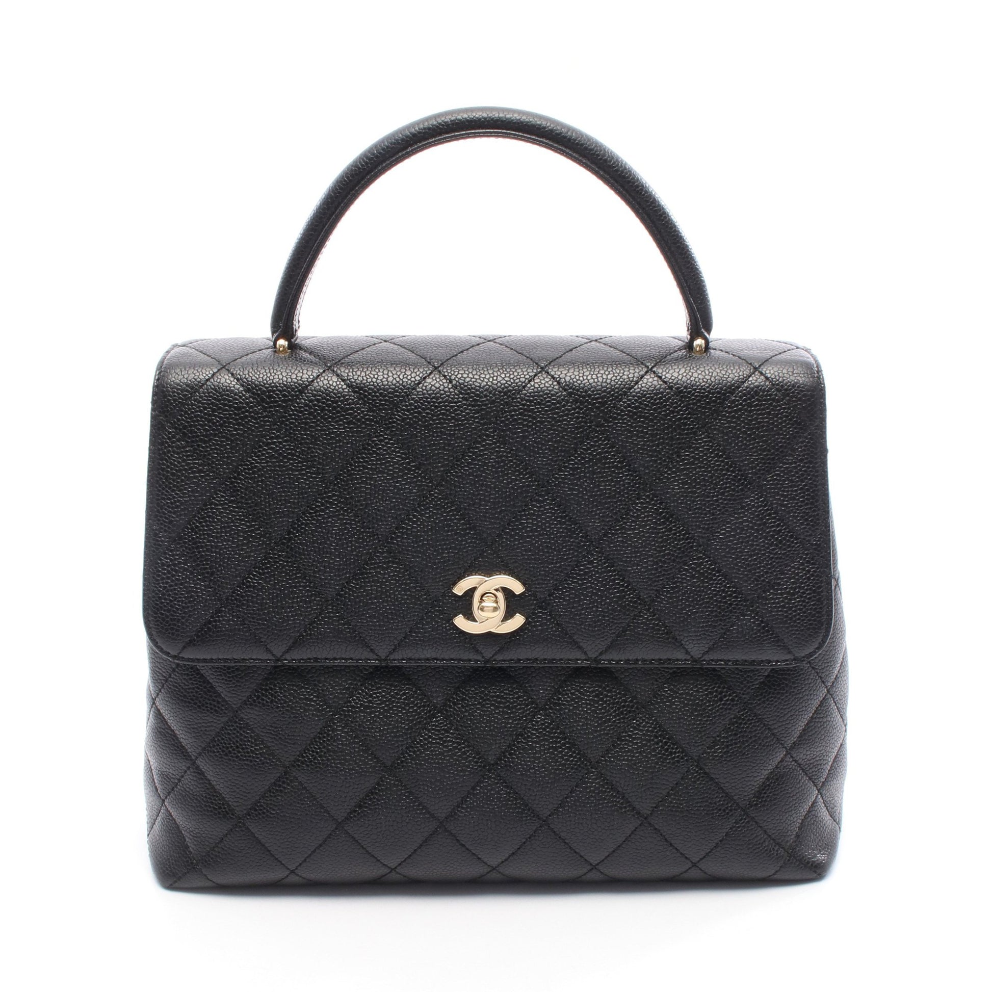 マトラッセ ハンドバッグ キャビアスキン ブラック ゴールド金具 シャネル バッグ CHANEL