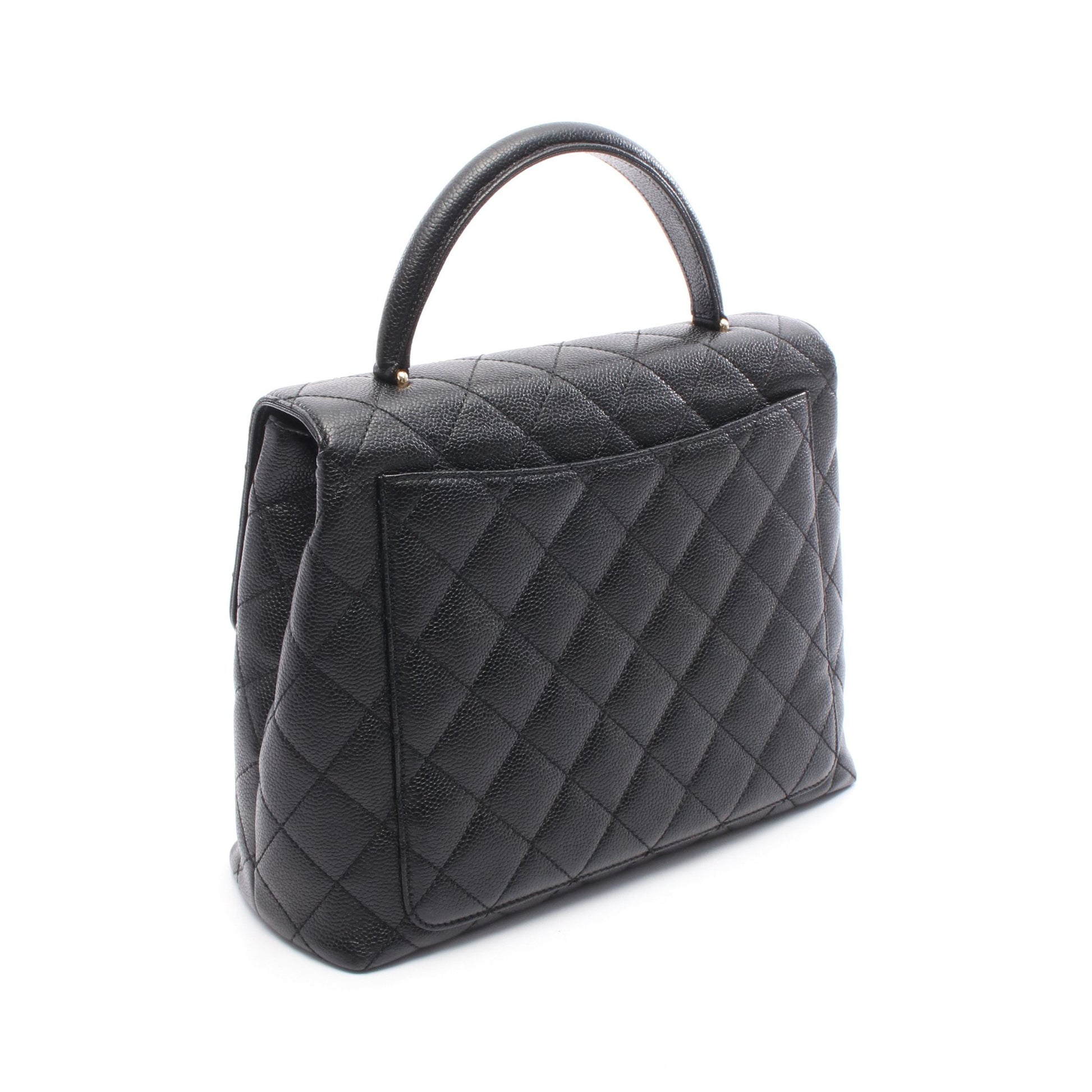 マトラッセ ハンドバッグ キャビアスキン ブラック ゴールド金具 シャネル バッグ CHANEL