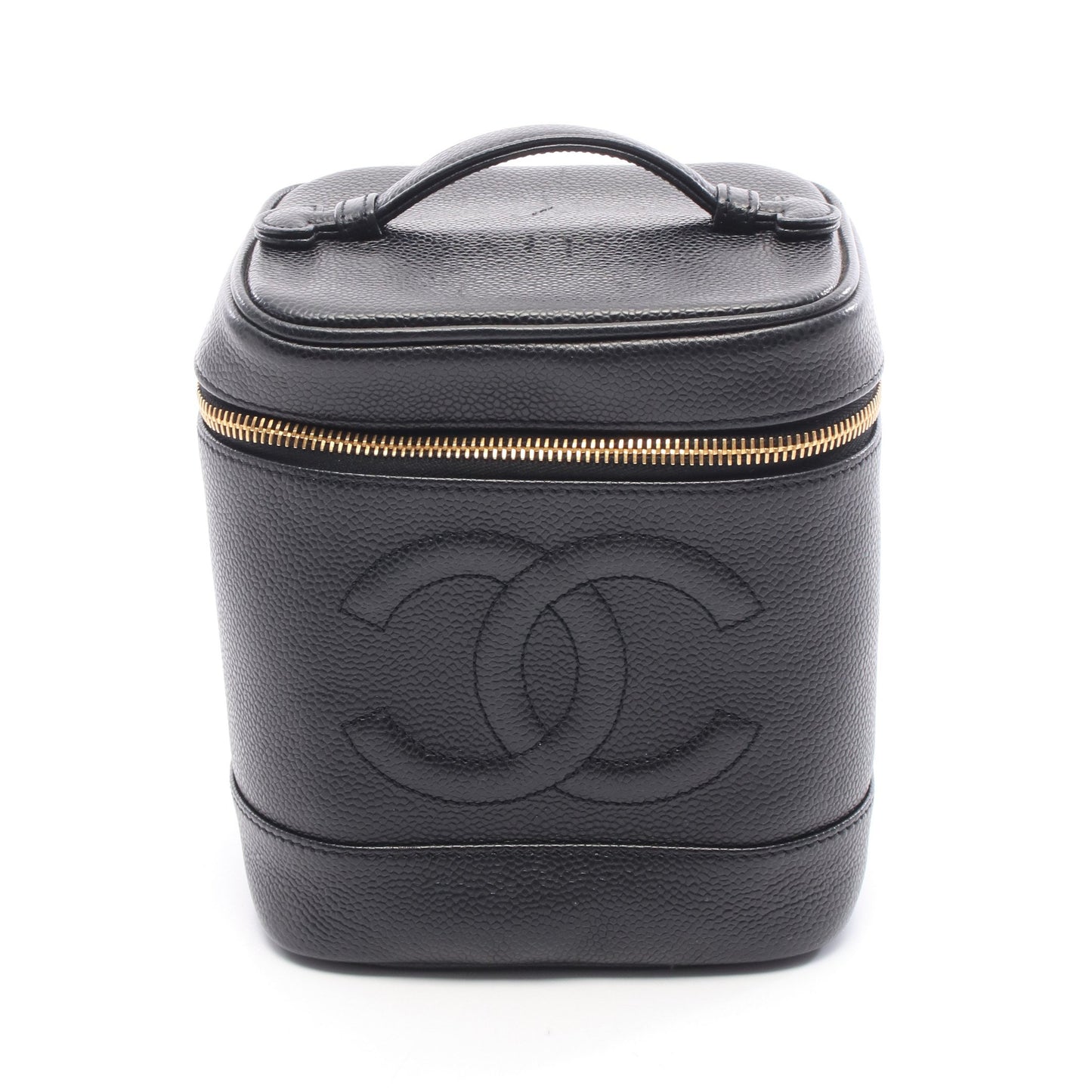 ココマーク ハンドバッグ バニティバッグ キャビアスキン ブラック ゴールド金具 シャネル バッグ CHANEL