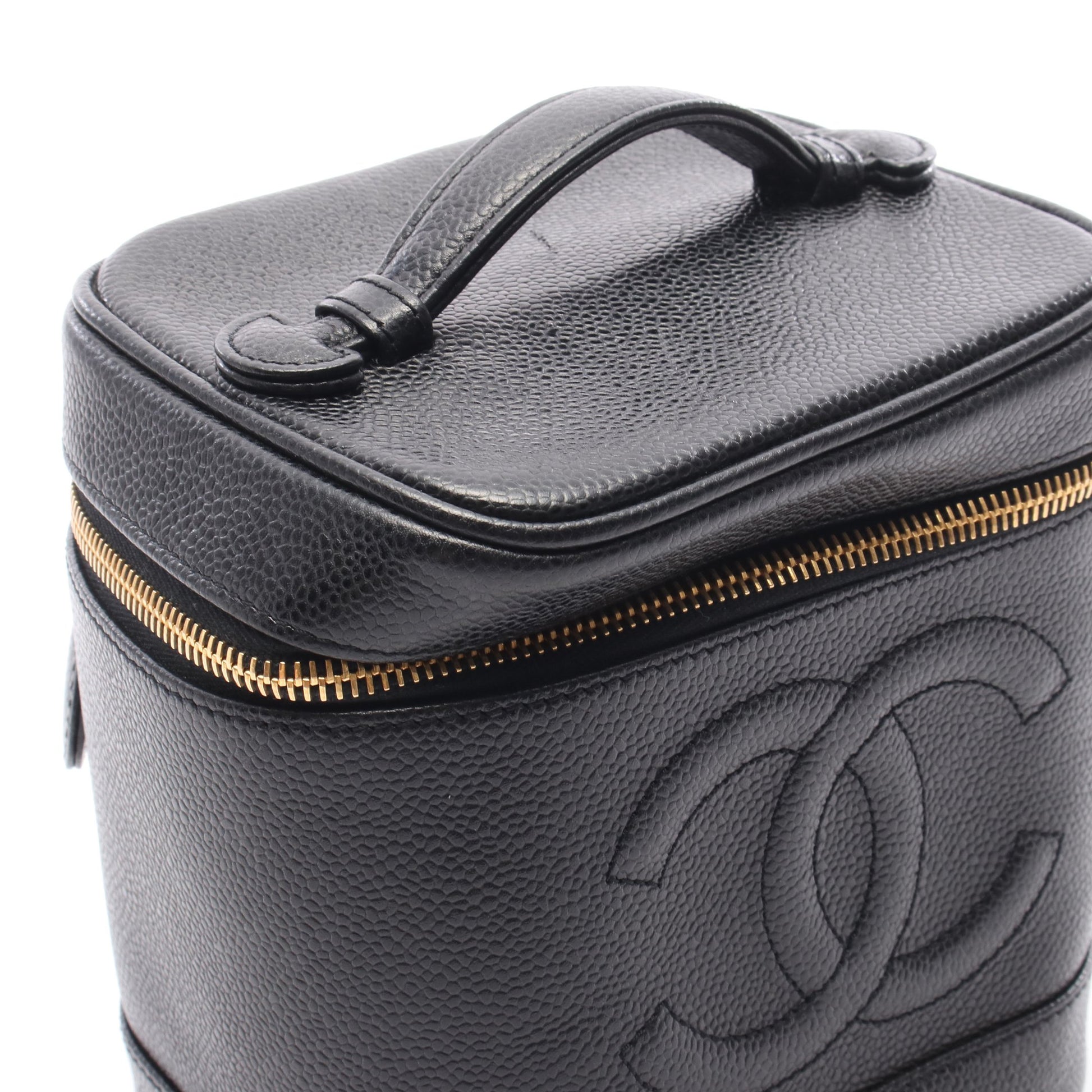 ココマーク ハンドバッグ バニティバッグ キャビアスキン ブラック ゴールド金具 シャネル バッグ CHANEL