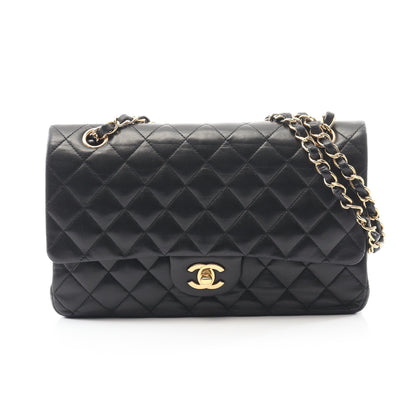 マトラッセ Wフラップ Wチェーンショルダーバッグ ラムスキン ブラック ゴールド金具 シャネル バッグ CHANEL