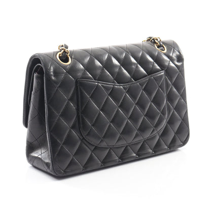 マトラッセ Wフラップ Wチェーンショルダーバッグ ラムスキン ブラック ゴールド金具 シャネル バッグ CHANEL