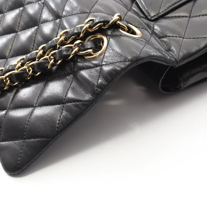 マトラッセ Wフラップ Wチェーンショルダーバッグ ラムスキン ブラック ゴールド金具 シャネル バッグ CHANEL
