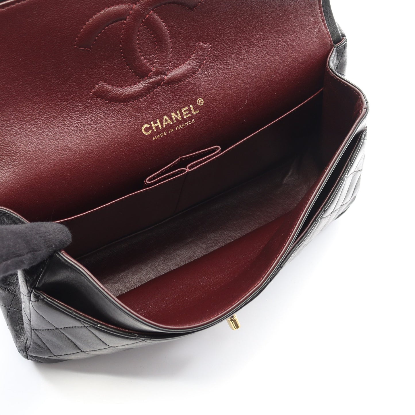 マトラッセ Wフラップ Wチェーンショルダーバッグ ラムスキン ブラック ゴールド金具 シャネル バッグ CHANEL